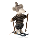 Maileg Big Brother Winter Mouse Grey With Ski Set