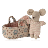 Maileg Baby Mouse in Carrycot Rose