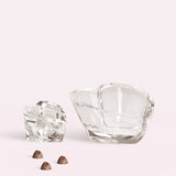 Clear glass Valentio Votive by Orrefors Sweden with matching heart-shaped bowl