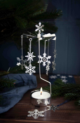 Pluto Rotary Candle Holder Snowfall Large Silver