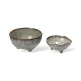 Broste Nordic Sea Stoneware Set of 2 Small Bowls With Feet