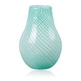Broste Ada Cross Striped Vase Mouthblown Glass Turquoise