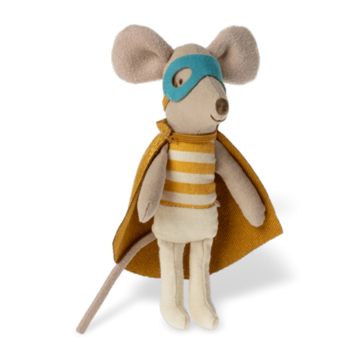 Maileg Little Brother Super Hero Mouse In Matchbox