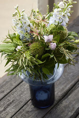 Lyngby Glass Vase Tube 40cm Dark Blue