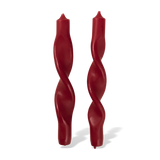 Broste Set of 2 Twisted Candles Red