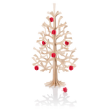 Lovi Spruce Tree 30cm Natural Wood With Red Mini Baubles