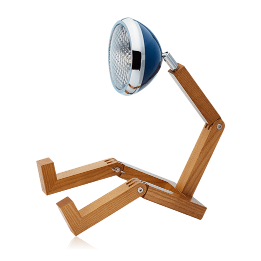 Piffany Copenhagen Lampe „Mr. Wattson“ – LED, Aus Eschenholz & Metall, Blau, Mit Gelenk, 2,3 M Kabel