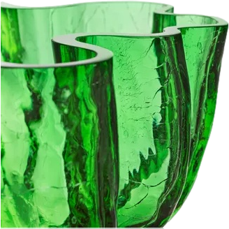 Kosta Boda Circular Glass Crackle Bowl Dark Green