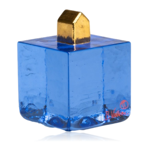 Kosta Boda Fortress Cube Blue & Gold