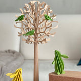 Lovi Tree 34cm Natural Wood With Light Green Birds
