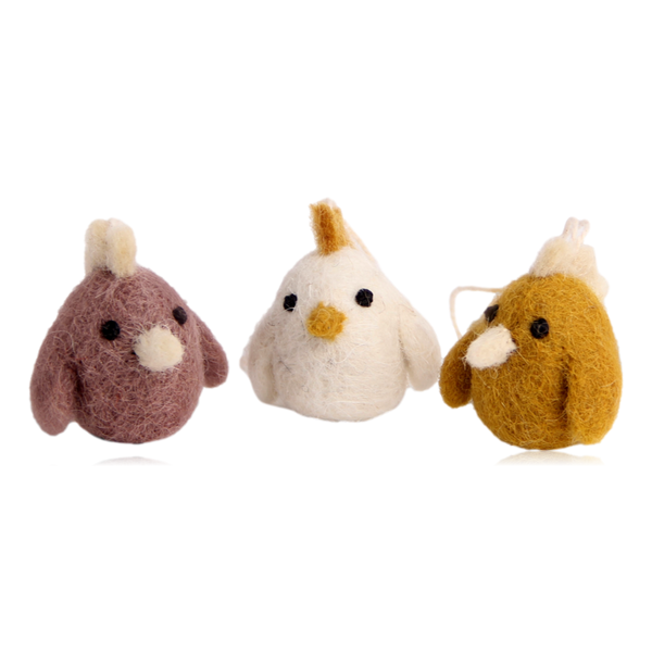 Gry & Sif Hanging Felt Mini Roosters Set of 3