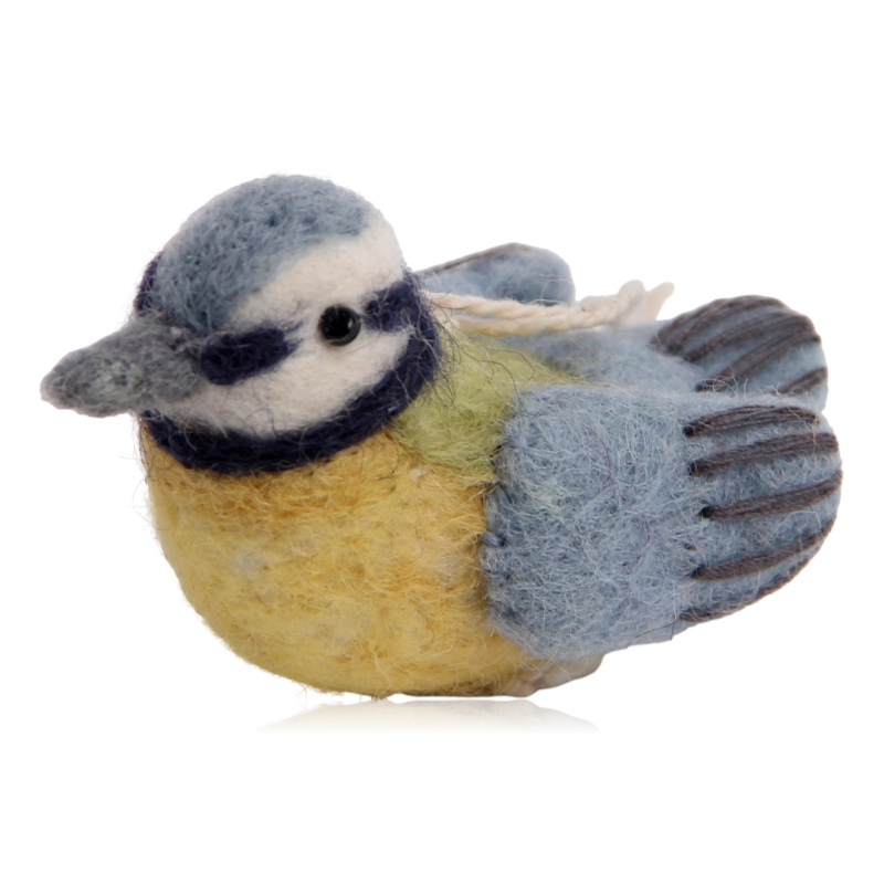 Gry & Sif Hanging Felt Bird Blue and Yellow