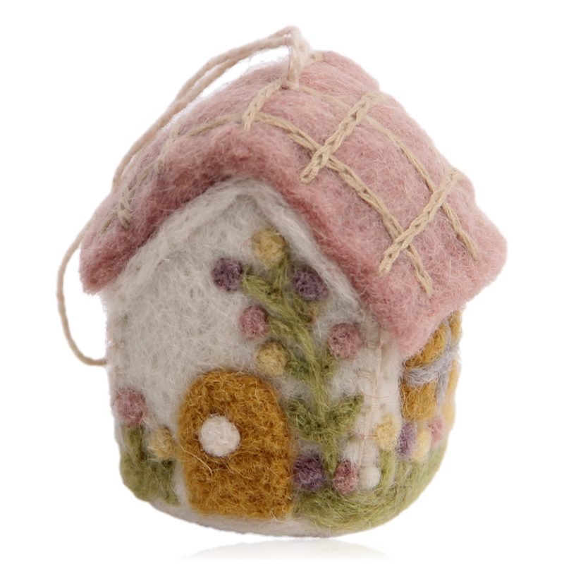 Gry & Sif Hanging Felt House Pink