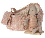 Maileg Micro Bunny in Carrycot Old Rose/Light Rose