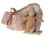 Maileg Micro Bunny in Carrycot Yellow/Dark Powder