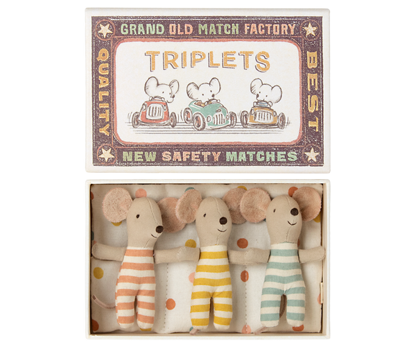 Maileg Baby Mice Triplets In Matchbox