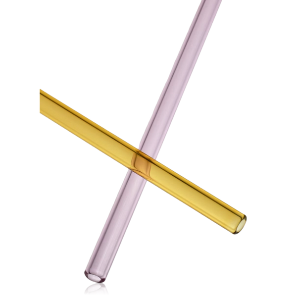 Kosta Boda Sipsavor Glass Straws 2 Pack Yellow & Pink