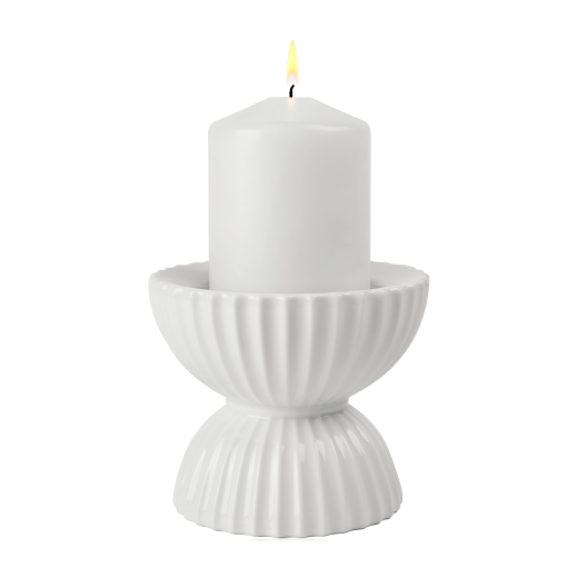 Lyngby Porcelain Tura Block Candle Holder 11.5cm White