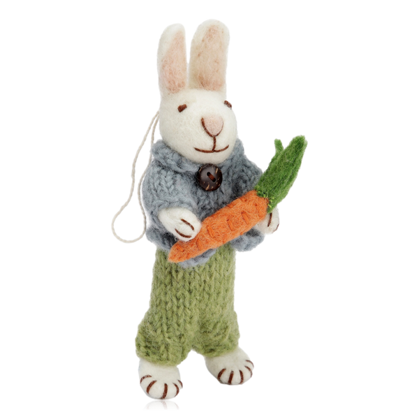 Gry & Sif Felt White Bunny With Carrot