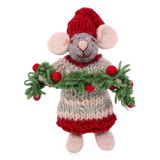 Gry & Sif Grey Mouse With Garland Small