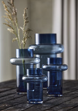 Lyngby Glass Vase Tube 30cm Dark Blue
