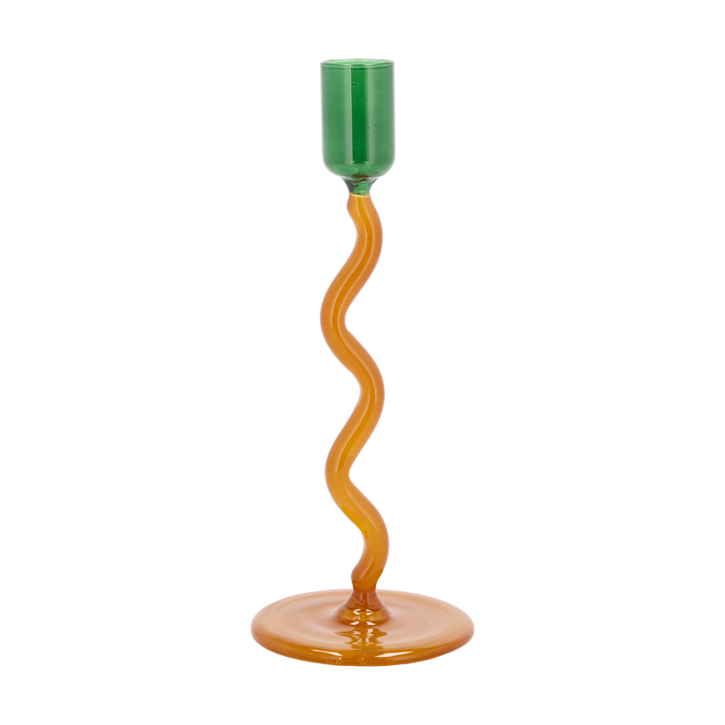 Villa Collection Styles Glass Candlestick Green & Amber