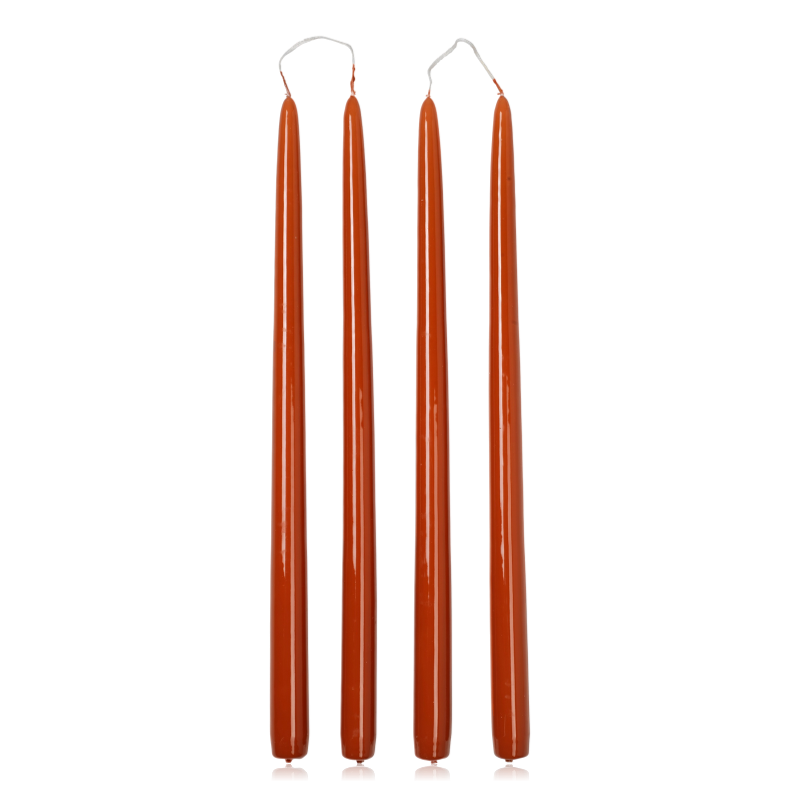 Broste Glossy Tapered Candles Burnt Orange Set of 4