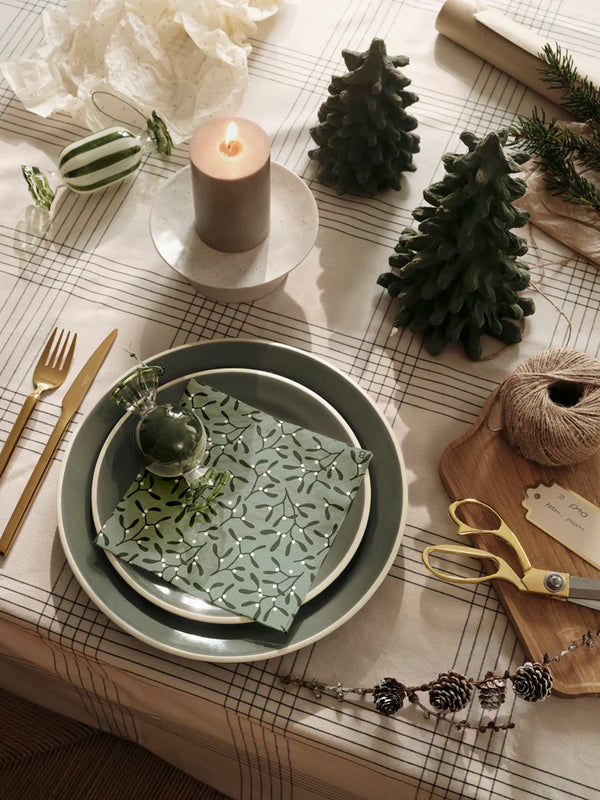 Broste Paper Napkin Mistletoe White & Green