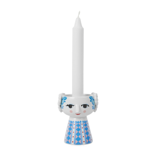 Bjørn Wiinblad Ceramic Eva Candle Holder Blue 9.5cm
