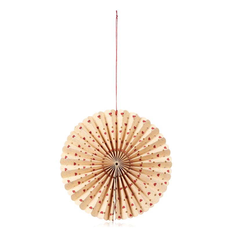 Broste Stella Rosette Hanging Paper Decoration Natural & Dark Red Small