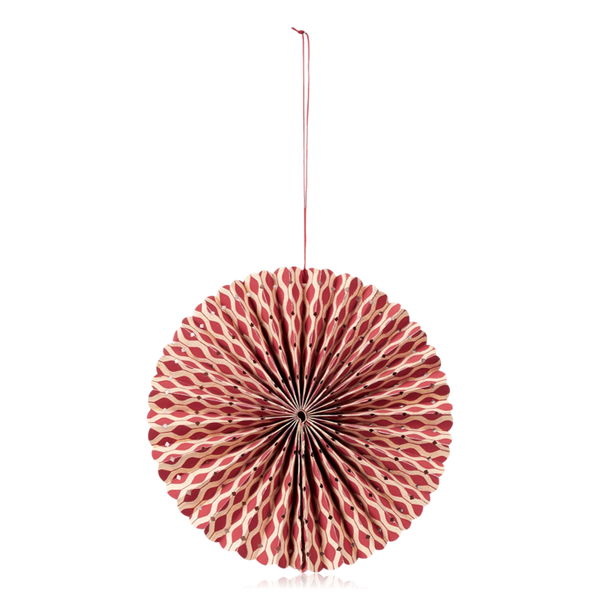 Broste Stella Rosette Hanging Paper Decoration Dark Red & Natural Small