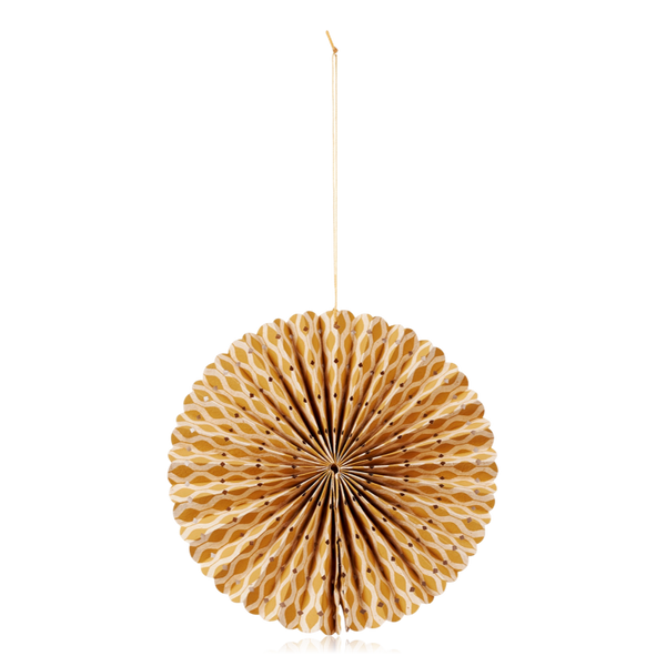 Broste Stella Rosette Hanging Paper Decoration Harvest Gold & Natural Small