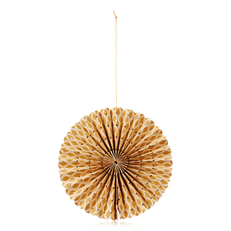 Broste Stella Rosette Hanging Paper Decoration Harvest Gold & Natural Small