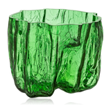 Kosta Boda Circular Glass Crackle Vase Small Green