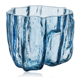 Kosta Boda Circular Glass Crackle Vase Small Blue