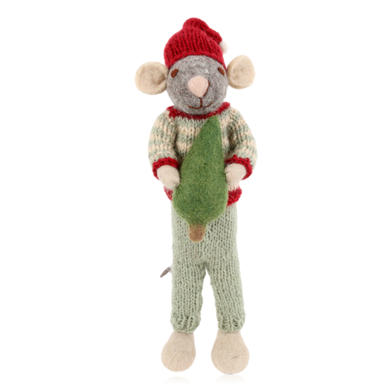 Gry & Sif Grey Mouse With Tree Large