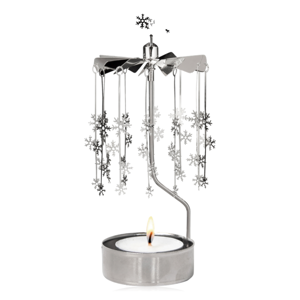 Pluto Rotary Candle Holder Snowflake Silver