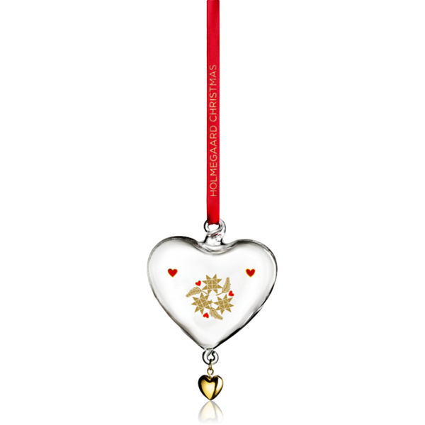 Holmegaard Clear Glass Annual Christmas Heart Decoration 2024