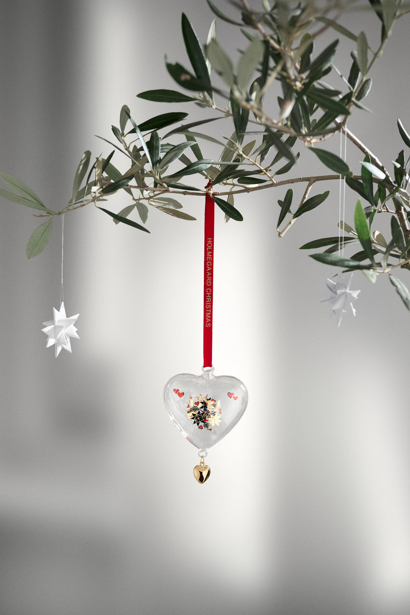 Holmegaard Clear Glass Annual Christmas Heart Decoration 2024