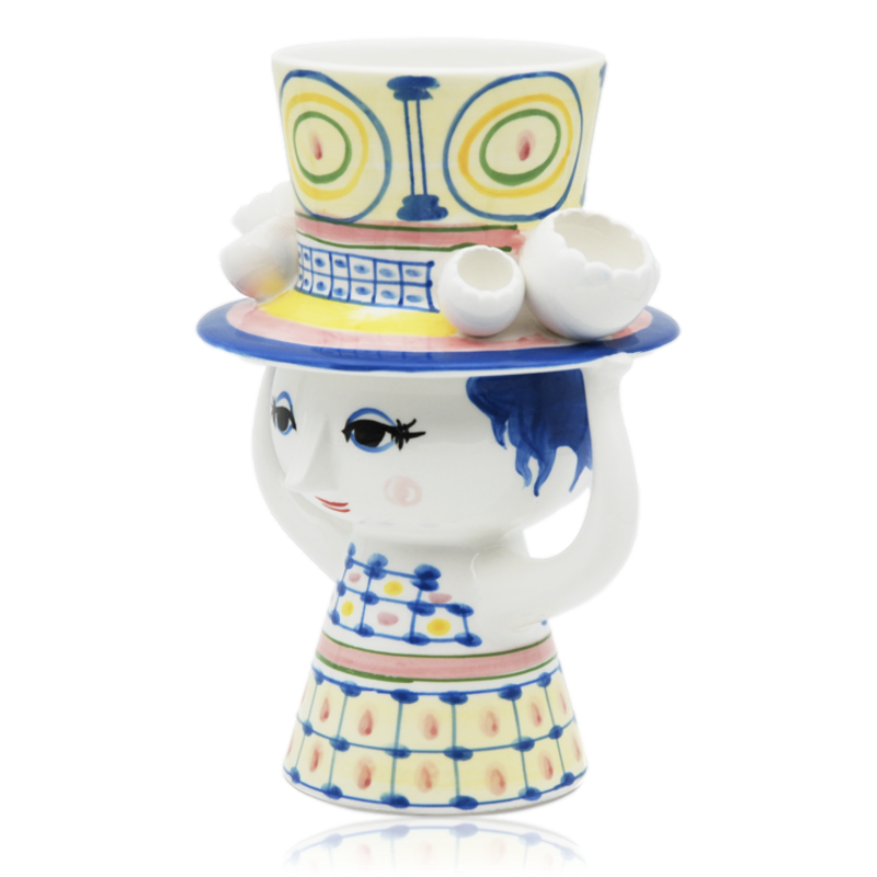 Bjørn Wiinblad Ceramic Vase Lady With Hat Blue