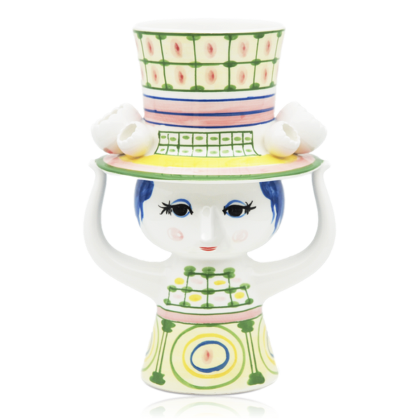Bjørn Wiinblad Ceramic Vase Lady With Hat Green
