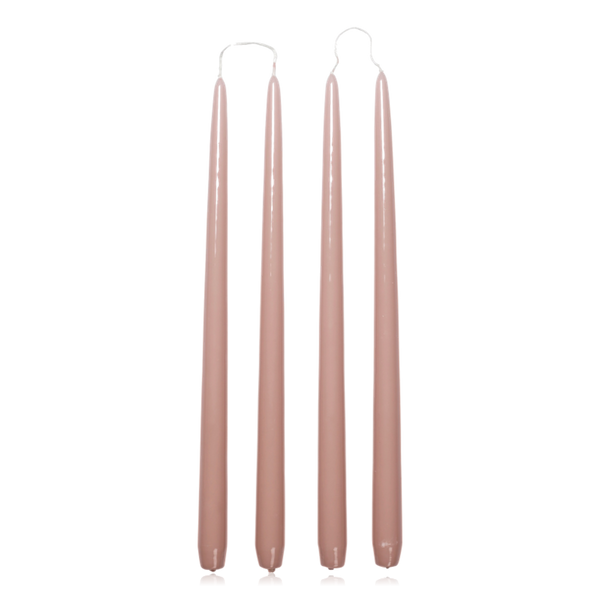 Broste Glossy Tapered Candles Dusky Pink Set of 4