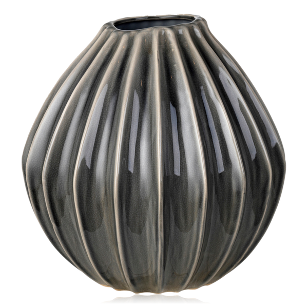Broste Ceramic Wide Vase Smoke Grey Large
