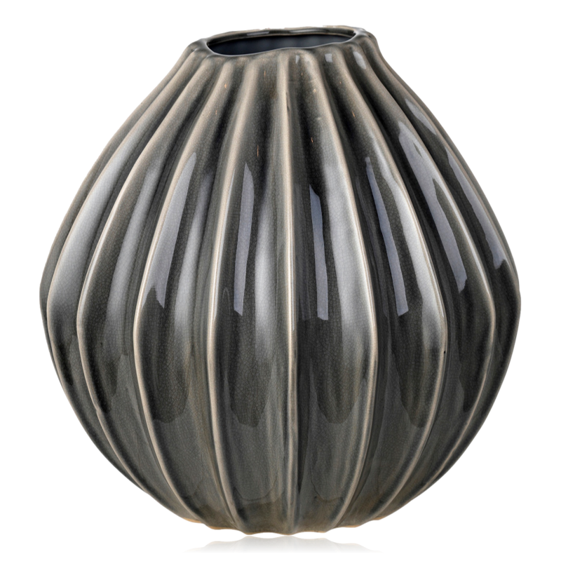 Broste Ceramic Wide Vase Smoke Grey Large
