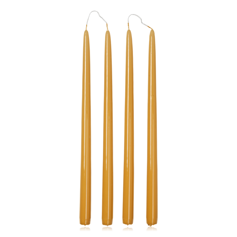 Broste Glossy Tapered Candles Honey Yellow Set of 4