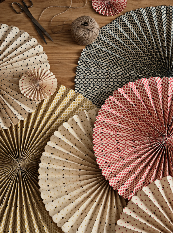 Broste Stella Rosette Hanging Paper Decoration Dark Red & Natural Large