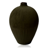 lindform ceramic ebba vase forest green on white background
