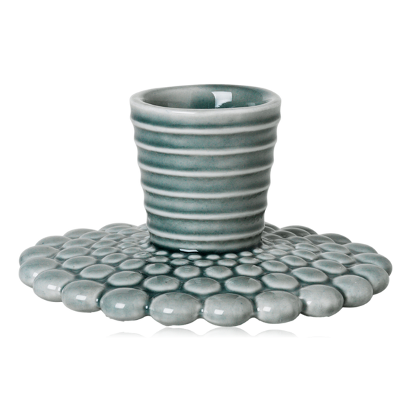 Dottir Ceramic Candle Holder Pipanella Bubble Blue Grey