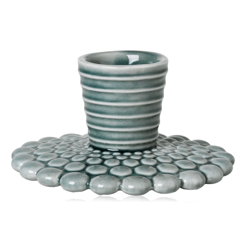 Dottir Ceramic Candle Holder Pipanella Bubble Blue Grey