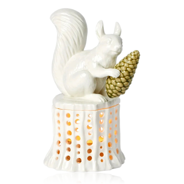 Dottir Nordic Design Squirrel On Tree Stump Candle Holder